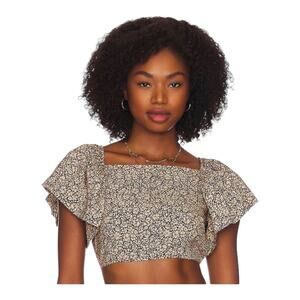 Anna Nata Emma Strappy Back Flowy Sleeve Crop Festival Top